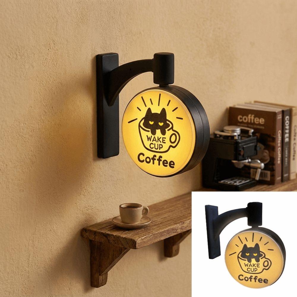 Light Up Light Sign Round Cat Coffee Light Sign New Cat Fridge Magnet Refrigerator Decoration