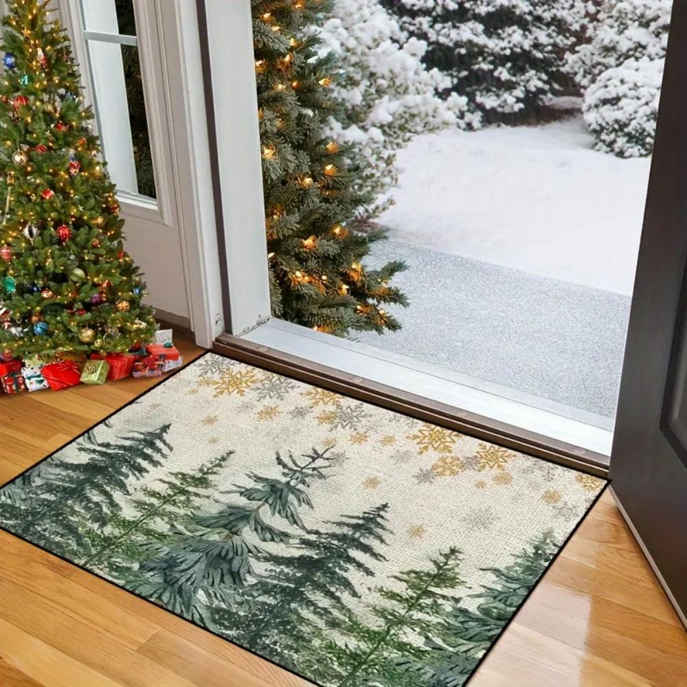 

VIKAMA Christmas Tree Welcome Door Mat Soft Bathroom Kitchen Bedroom Carpet Water-Absorbing Non-Slip Floor Mat Home Decoration 40x60cm 16x24inch
