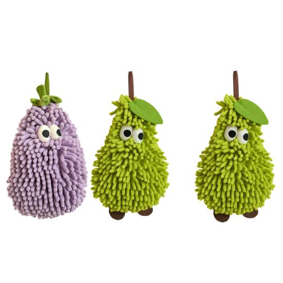 Cartoon Hand Towel for Bathroom Thicken Eggplant Pear Shaped Towel Super Absorbent Quick