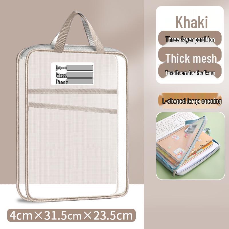 L-Shaped Mesh Zipper File Bag for Students