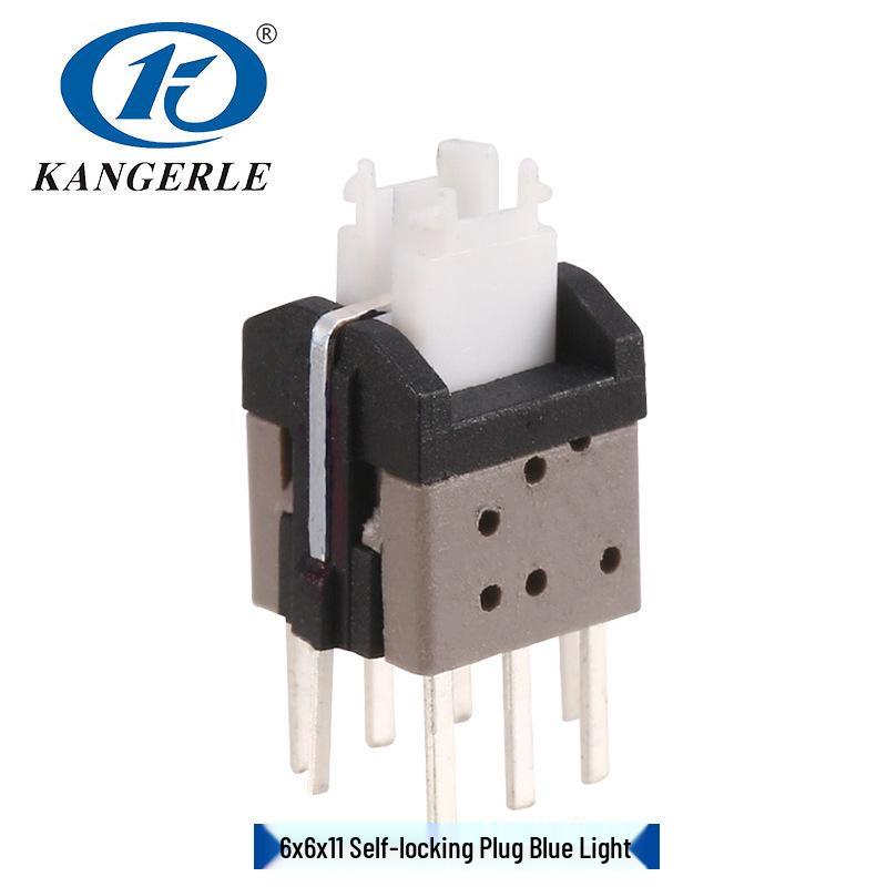 Eco-friendly Self-locking Blue Light Tactile Switch, High Temp Resistant, 6x6x11D-B