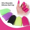 5 Stück Tragbare Nageltauchpads Halter, Wiederverwendbare Silikon-Soak-Off-Kappen für UV-Gel-Nagellackentferner Nagellackentfernungswerkzeuge