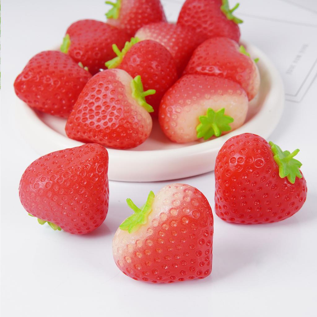 5Pcs Simulation Strawberry Fake Fruits Ornaments Heart-shaped Strawberry Model Photography Props Making Craft Cakes Accessories