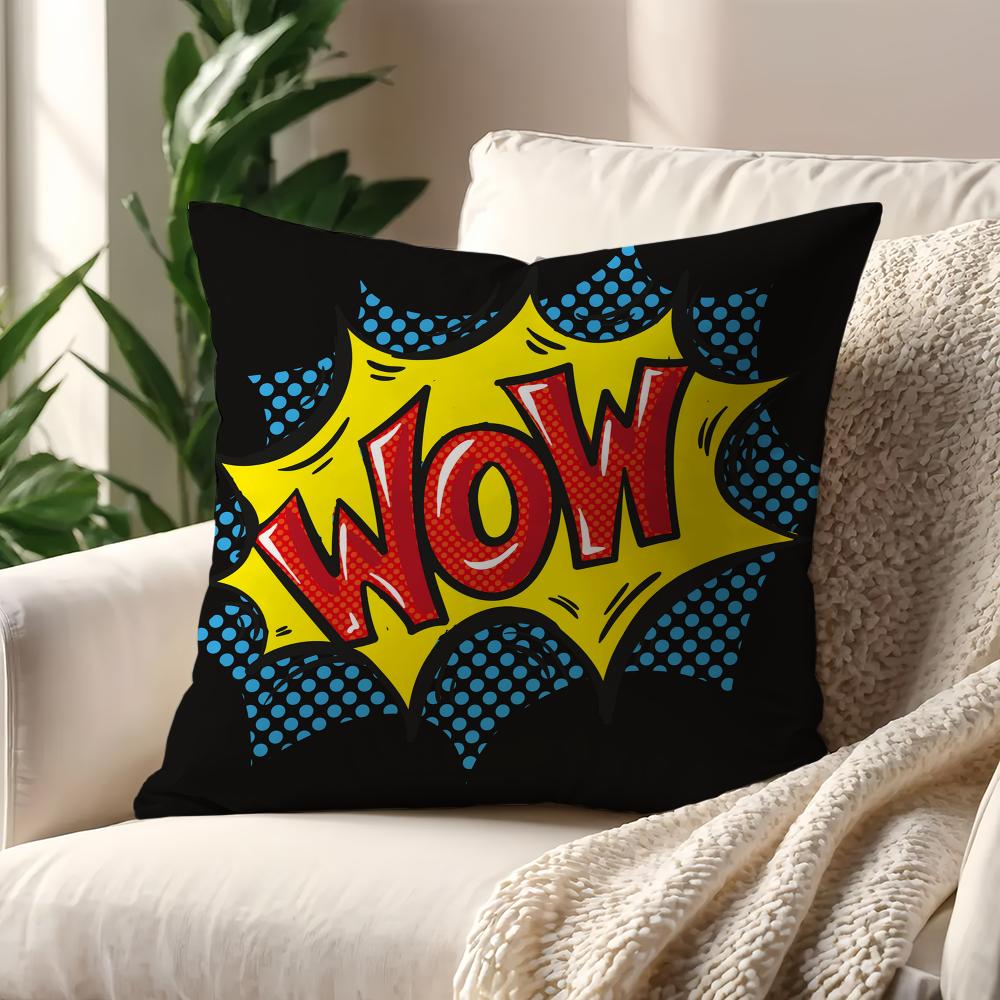 Art Pop BANG WOW BOOM POW cushion cover Pillow Cover Home Sofa living Decoration Room  Office Car Nordic Simplicity
