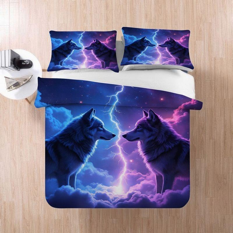 Wolf Bettwäsche Set Tiere Bettbezug Set Steppdeckenbezug Mit Kissenbezug Für Schlafzimmer Dekoration Geburtstagsgeschenk Halloween Weihnachtsgeschenk
