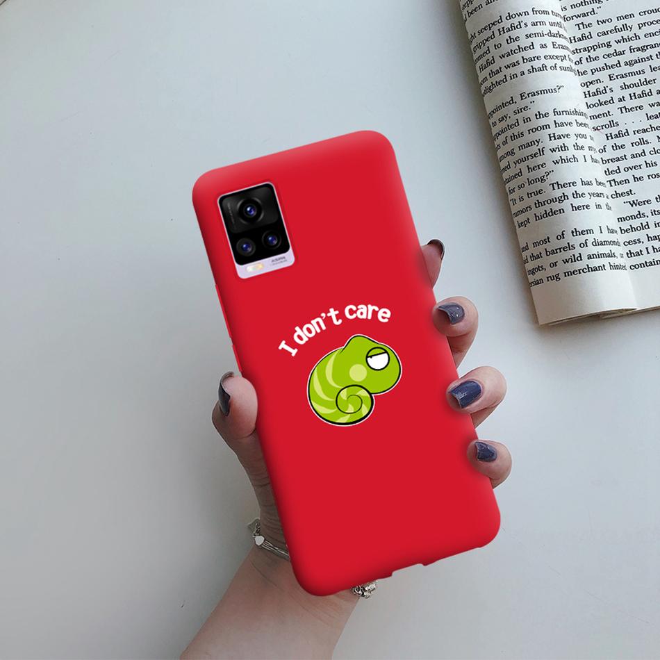 For Coque Vivo V20 Matte Silicon Case Cartoon Animals Cute Cat Pets Cactus Phone Back Cover For Vivo V20 V2025 V 20 VivoV20 Case