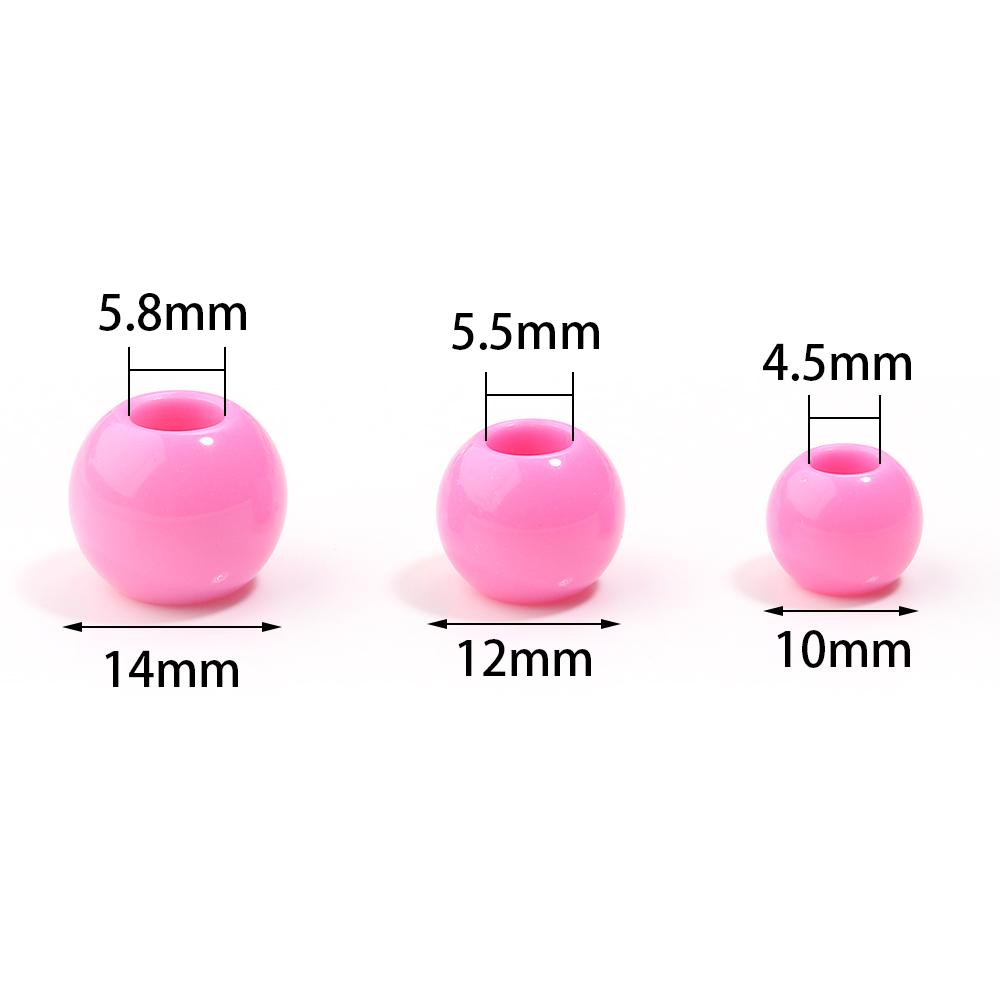 50pcs/lot 10 12 14mm Solid Color Round Acrylic Beads Large Hole Beads DIY Jewelry Making Bracelet Necklace Loose Spacer Beads