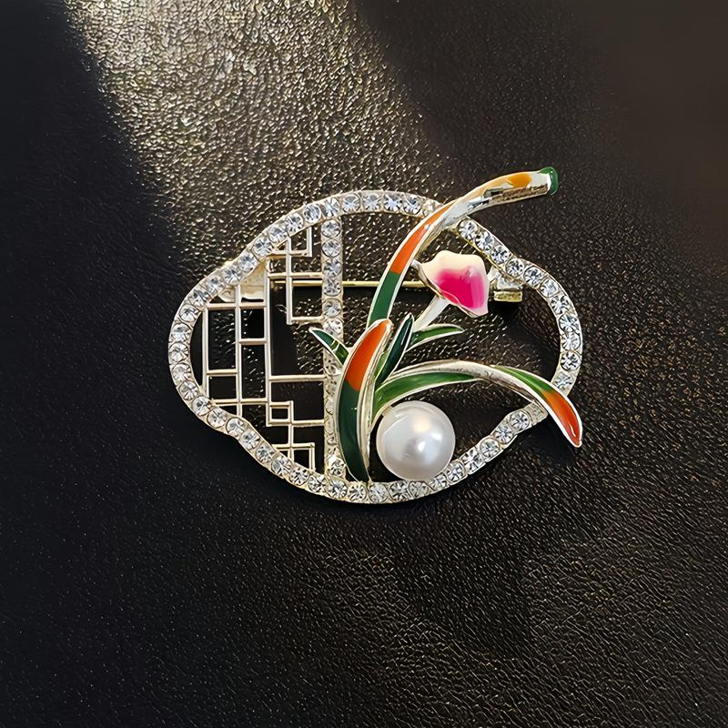 Elegante chinesische Retro-Emaille-Brosche Phönix & Schmetterling für Damen