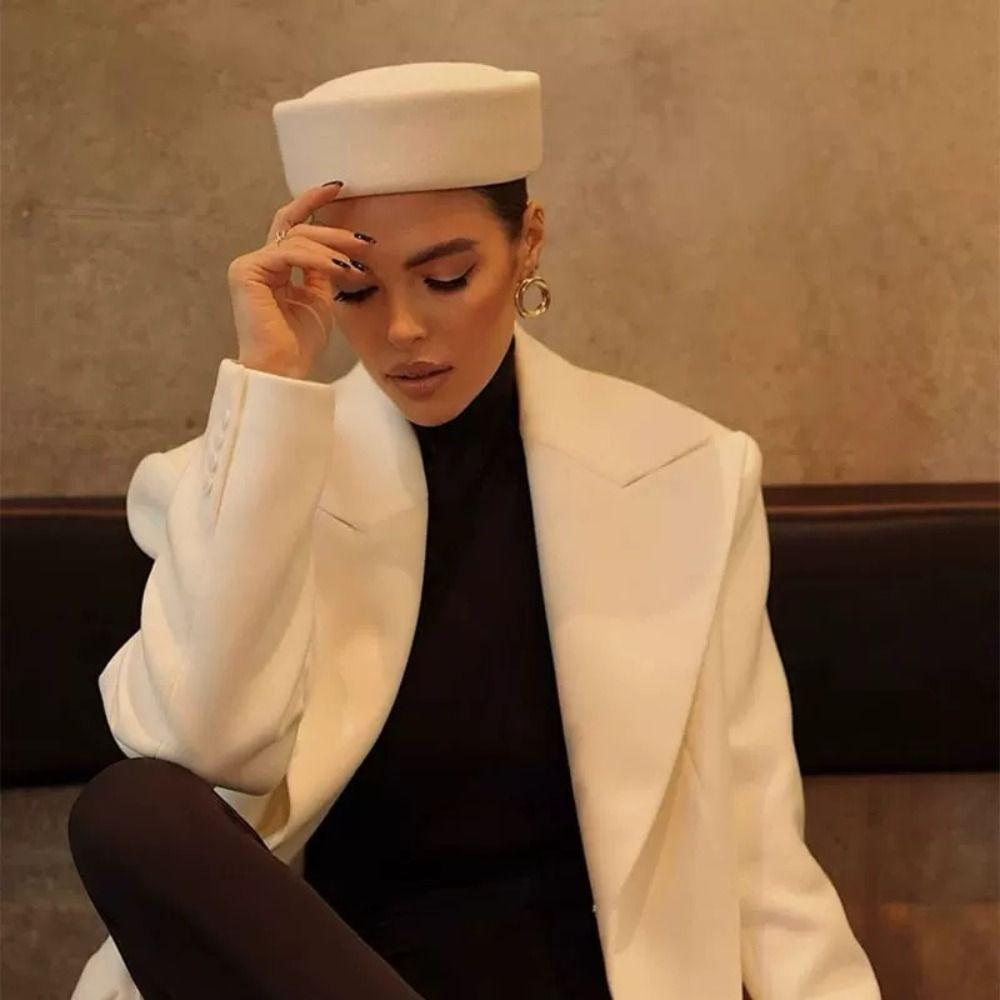 Hard Dome Stage Performance Hat Formal Millinery Berets New Pillbox Hat  for Party