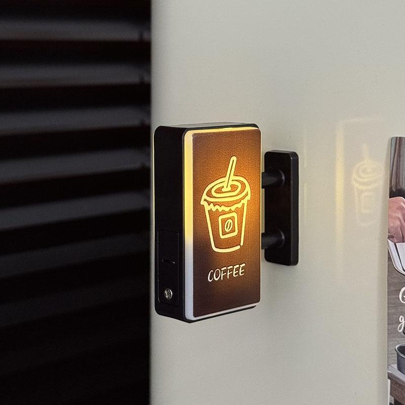 

Retro Coffee Cat Corner Refrigerator Magnet Light Fridge Magnet Magnetic Home Miniature Pegboard Coffee Shop Glowing Decoration