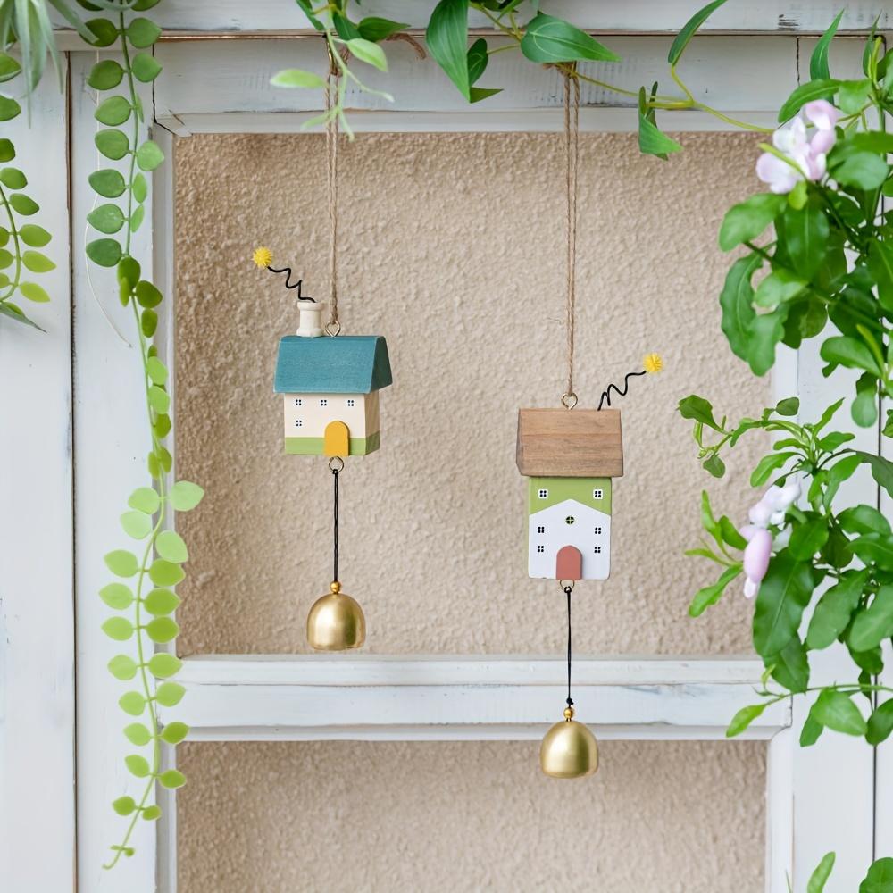 2pcs Cute Little House Wind Chimes, Creative Hanging Decorations, Door Handle Bells, Suitable for Home, Balcony, Bedroom Windows, Outdoor Garden