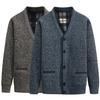 V-Neck Pockets Sweater Coat Autumn Winter Fleece Lining Solid Color Cardigan Sweater Outerwear