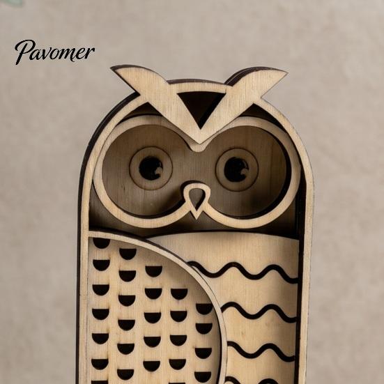 Handcrafted Wood Owl Figurines Multi Layer Wooden Figurine, 3D Layered Crafts, Creative Detailed Desk Ornaments Carving Animal for Home Bedroom Living
