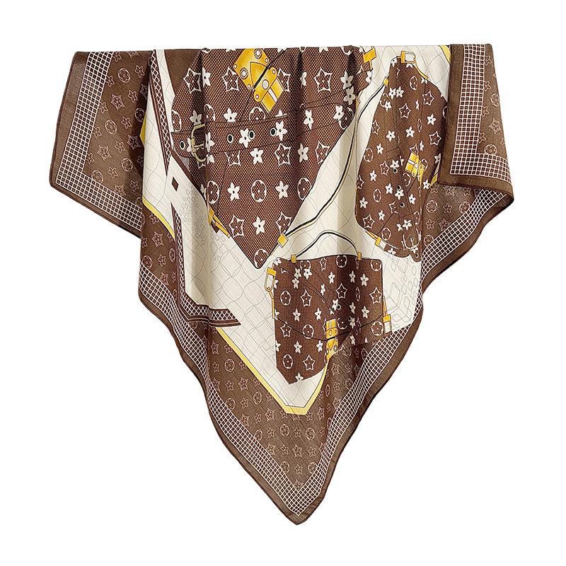 Korean Fashion Printed Herringbone Square Scarf Sweet and Elegant Temperament External Shawl Scarf Women's Professional Suit Scarf