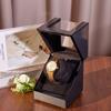 Black Carbon Fiber Single Watch Winder - Automatic Electric Rotator for Mechanical Watches.