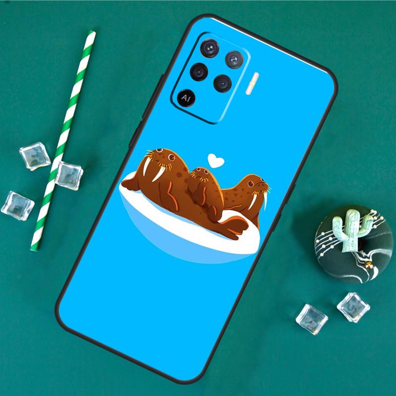 Cute Walrus Case For Oppo A60 A40 A80 A16 A76 A96 A18 A38 A58 A78 A98 A91 A15 A17 A74 A94 A54 A57S Cover