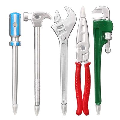 5 Stück Neuheit Hardware Kugelschreiber Set Schraubenschlüssel Hammer Zange Schraubendreher Schwarze Farbe Tinte A6829