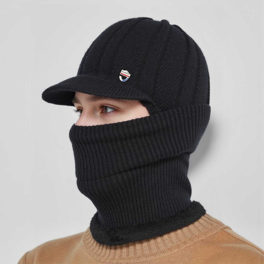 Velvet Thickened Ear And Integrated Windproof Riding Hat With Neck