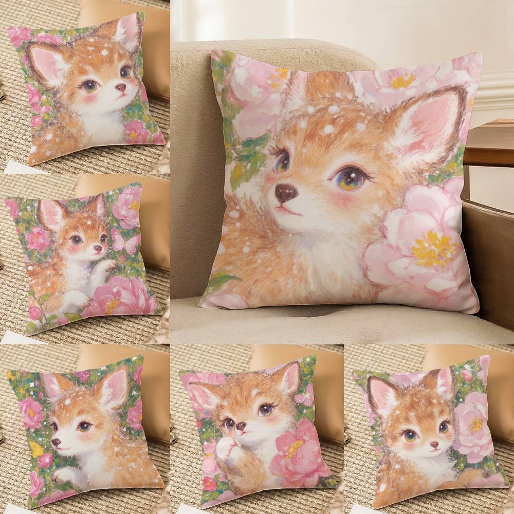 Oil painting style Anime Pillow Case Anti-dustmite Pillowcase Invisible zipper silky Sofa cushion cover