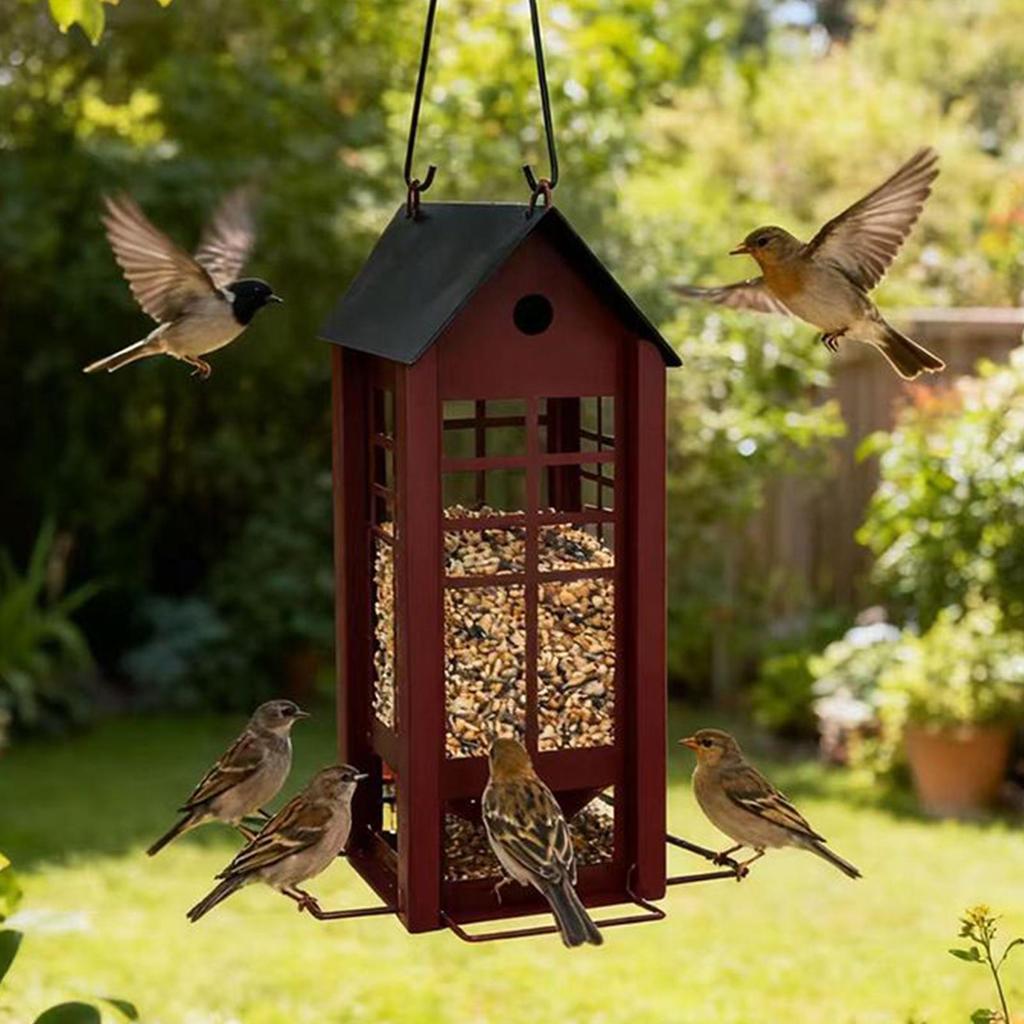 Bird Feeder Metal Feeding House Retro House Shape Outdoor Bird Feeder For Hummingbird Finch Sparrow Yard Patio Porch Park Tree