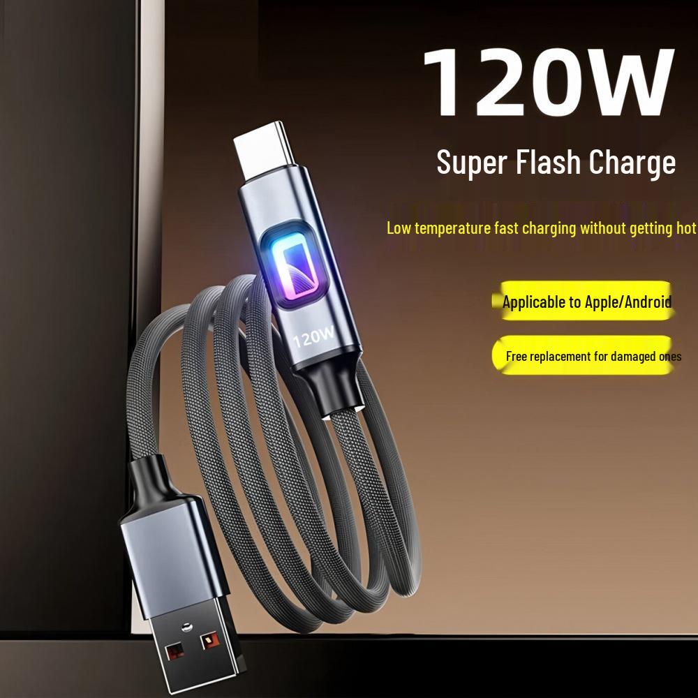 New Fast Charging Cable with Colorful Lights for Samsung, iPhone 16/15, Huawei, Type-C
