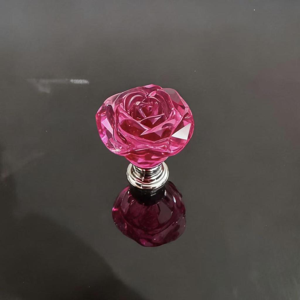 Mânăr de sertar din sticlă cu cristal roz de 30 mm - Stil Retro European pentru Dulap sau Comodă