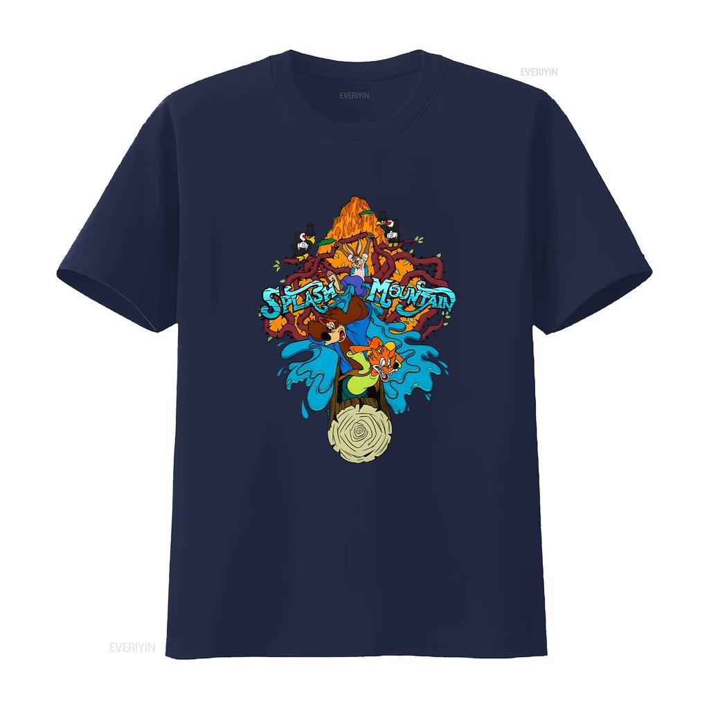 Vintage Splash Mountain T Shirt Gray Size S M L XL HNS vintage Washed Comfortable streetwear Breathable graphic
