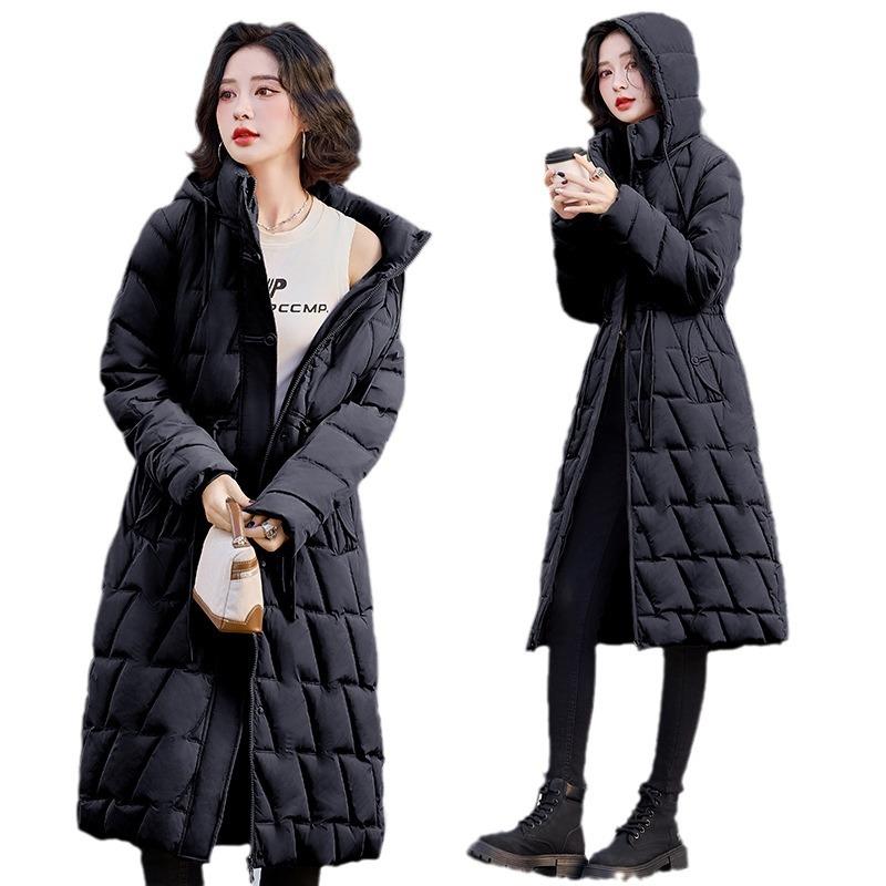 2025 Cotton Clothes, Cotton Clothes, Women's Over the Knee Long Winter New Thickened Jacket, Fashionable Temperament, Slim and Slim Cold Clothing
