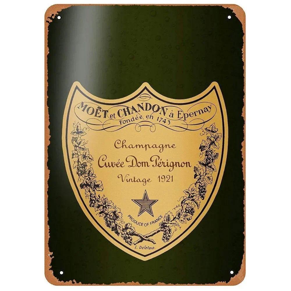 Segno in Latta Metallico Retrò Champagne Francese Decorazione Murale
