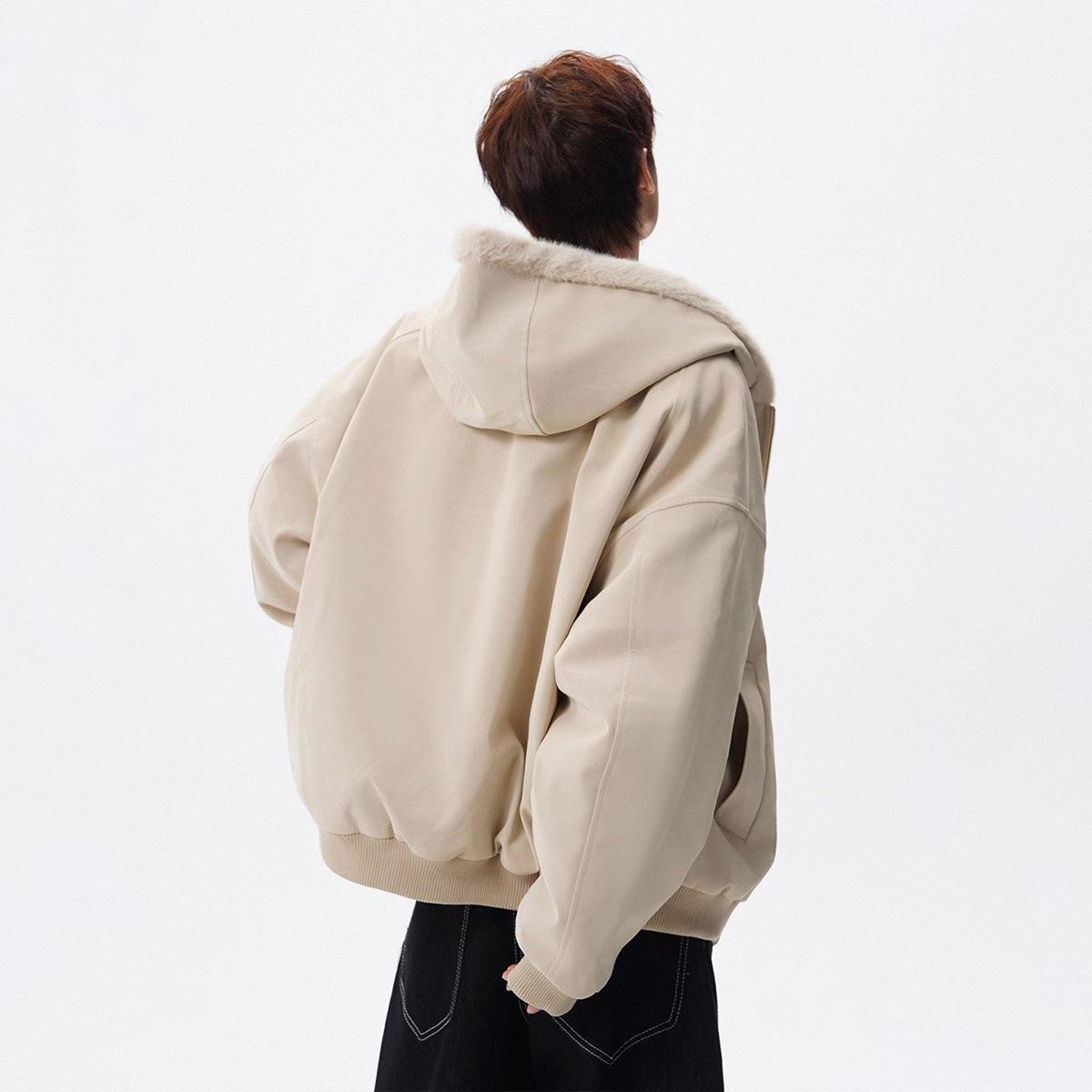 Men s American Style Hooded Eagle Jacket with Fur Collar XXL