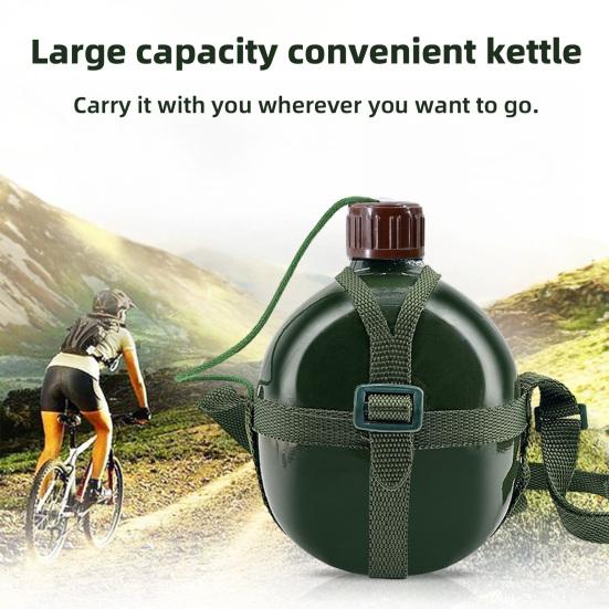

Military Water Bottle Adjustable Strap Water Container Large Capacity Canteen Kettle for Outdoor Camping Hiking Travel Fishing 1L