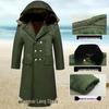 Men's Long Winter Camouflage Overcoat: Military Green, Cotton-Padded, Fleece-Lined, Thickened for Cold Protection.