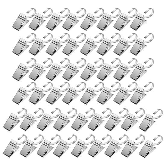 

50 шт. зажим для штор с подвесным крючком сверхпрочный металлический прочный несущий подшипник многофункциональный зажим для занавески для душа вешалка аксессуары для ванной комнаты 50pcs