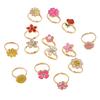 6/12/36pcs Cute Adjustable Rings Children Girls Pretend Play Makeup Toys Cartoon Crystal Jewelry Alloy Animal Enamel Rings