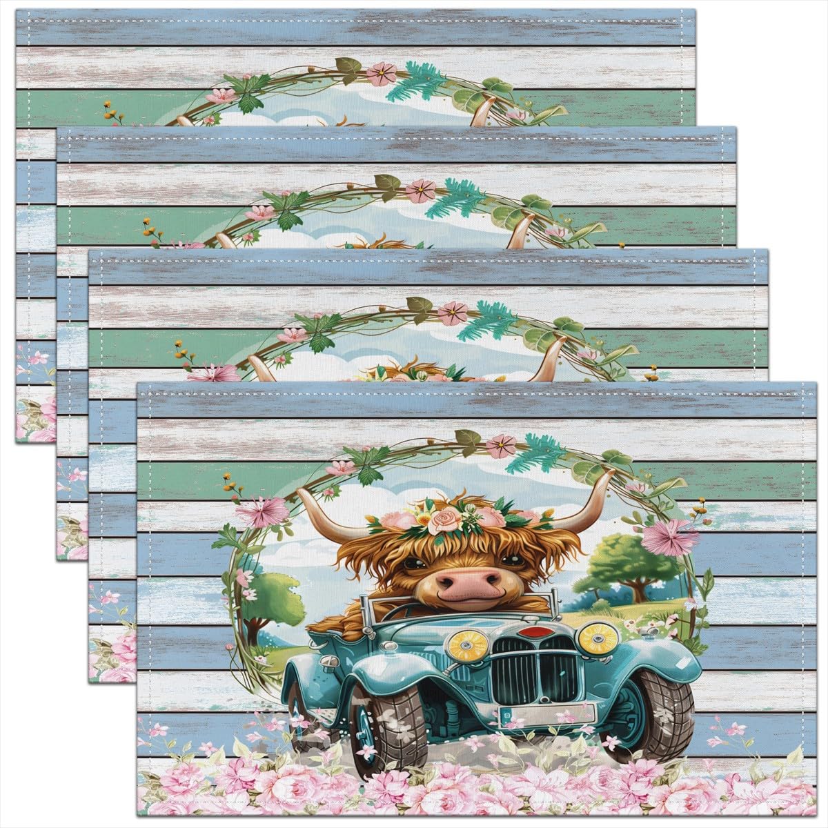 

Rustic Cabin Lodge Placemats Set of 4 Wild Bear Deer Table Place Mats for Kids Boys Girls Teens Wildlife Placemat 4pcs-12x18