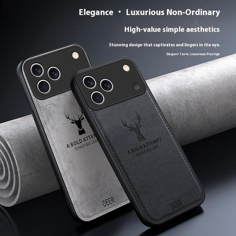 For iPhone 17 Pro Case Deer Pattern Cloth Texture PU + PC + TPU Phone Cover