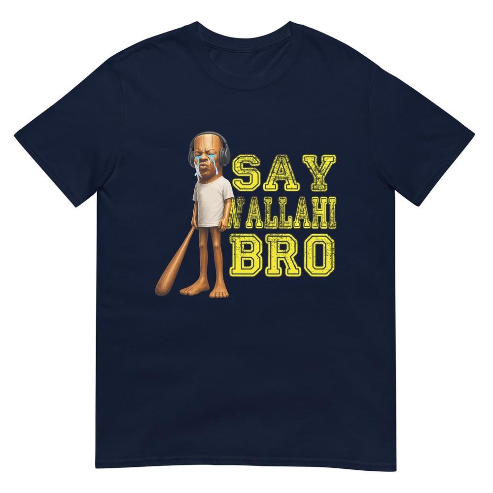 Funny Tung Tung Speed Brainrot Say Wallahi Bro Meme Tshirt S
