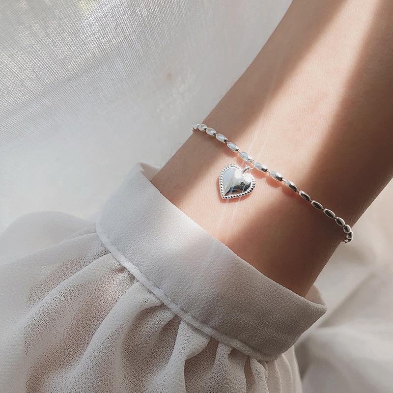 Sweet Heart Women's Double-Layer Hollow Heart & Bead Bracelet