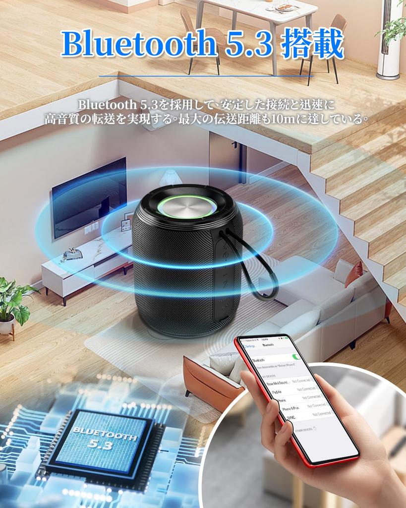 Popular Improved ZKBBA Bluetooth Speaker with Enhanced HIFI Sound Long Battery IPX7 Waterproof TF AUX Wireless LED Portable Speaker for and Home Use