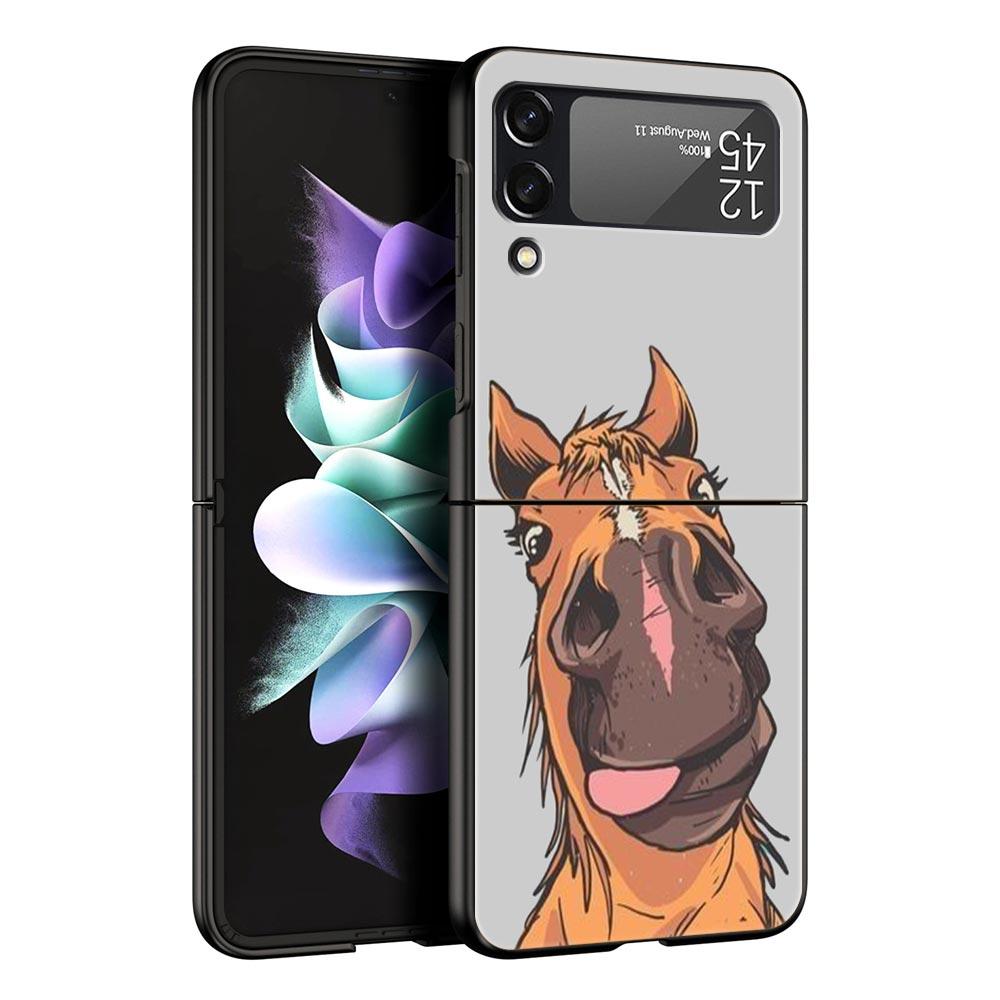 Galloping Horse Girl Drawing Case for Samsung Z Flip 3 4 5 Folding Mobile Shell For Samsung Z Flip3 Flip4 Flip5 PC Hard Cover
