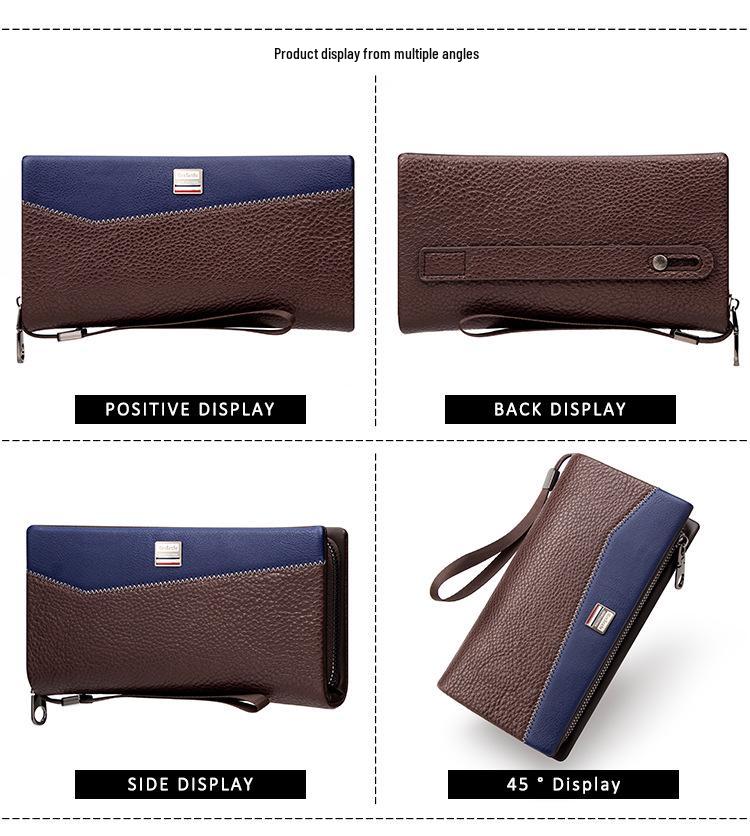 Men's Cross-Border Patchwork Creative Wristlet: Minimalist Business Clutch with Large Capacity for Mobile Devices.