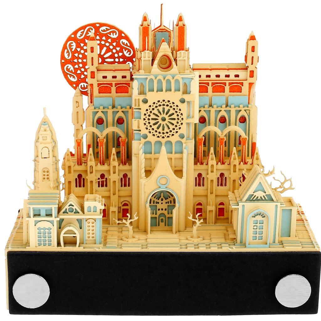 Creative Forest 3D Memo Pad with Pen Holder Acrylic Cover Tear-Away DIY Note Pad Paper Carving Art for Desktop Decoration Gift