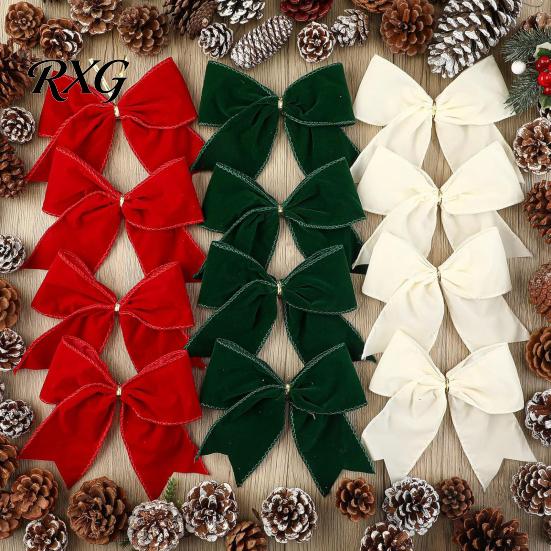 Staircase Hanging Bows 2Pcs Christmas Tree Bow Decors, Velvet Fabric Holiday Wreath Ornament Seasonal Home Accents for Home, Festive Garland