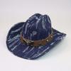 High Quality Personalized Western Cowboy Hat Fashion One-word Top Curved Brim Jazz Hat Cow Head Belt Accessories Top Hat
