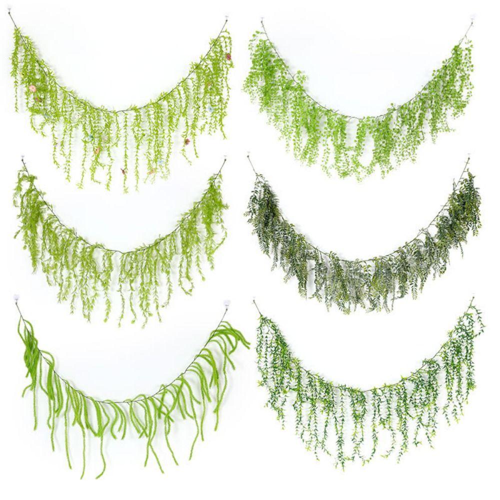 Creative Green Artificial Plant Vine 190cm Plastic Lifelike Leaves Vine Ornament Photo Props Wall Hanging Garland Spring