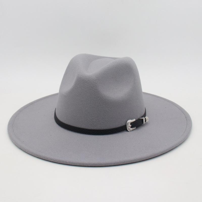 Flat Edge Jazz Hat, Men'S And Women'S Felt Hat, European And American Hat 9.5 Large Brim, High-End Hat, Elegant Foreign Trade Cross-Border Top Hat
