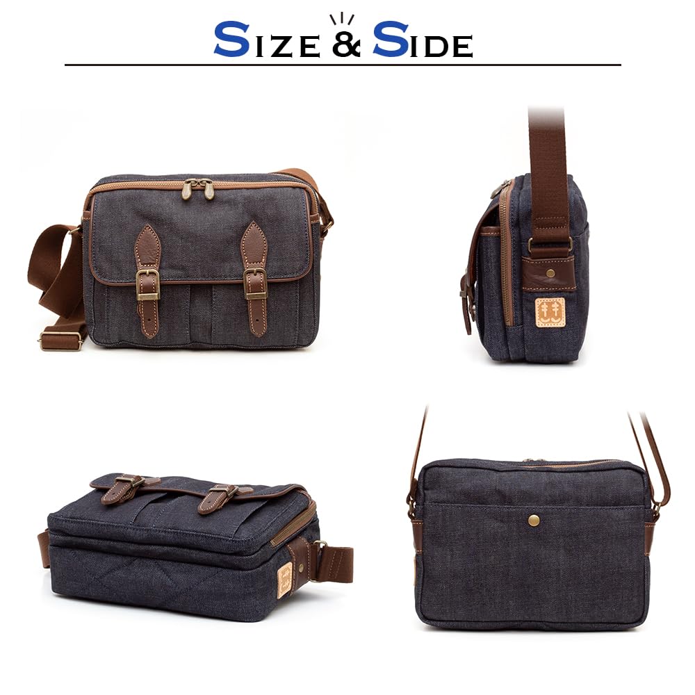 Creare Kiki Men's Shoulder Bag, Lightweight, Crossbody, Made in Japan, Made with Okayama Denim, Multi-functional Pocket Shoulder Bag, Toyooka Bag,