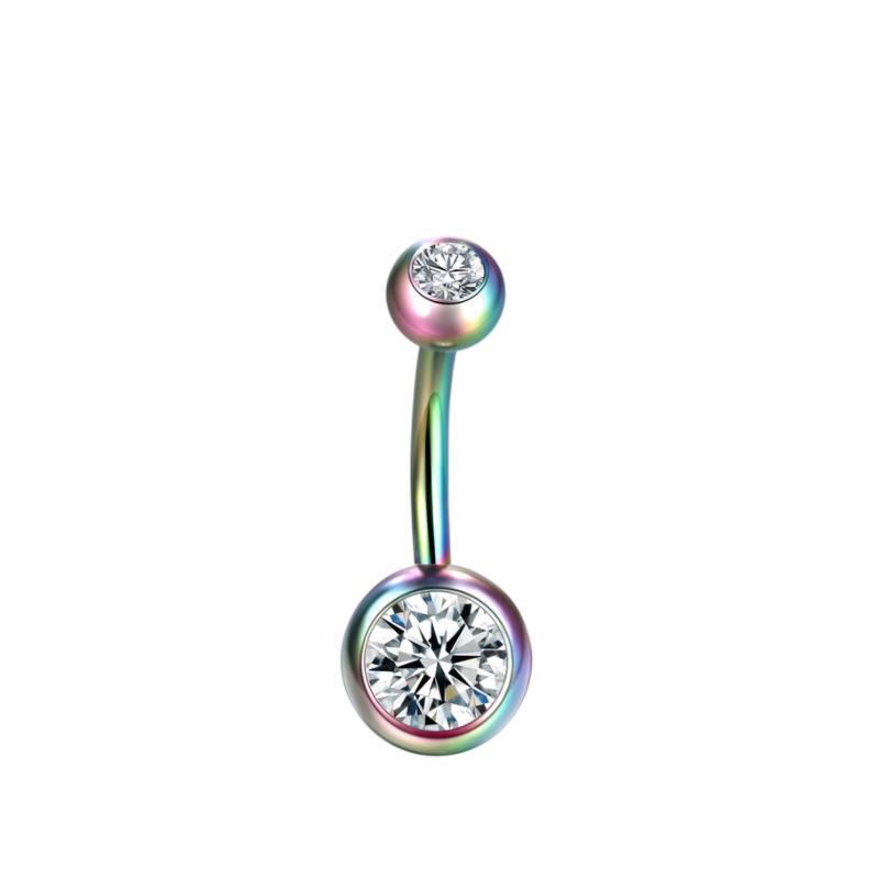 Stainless Steel Puncture ,Belly Button Ring Inlaid Stones ,Navel Navel Navel Belly Button Buckle Body Jewelry