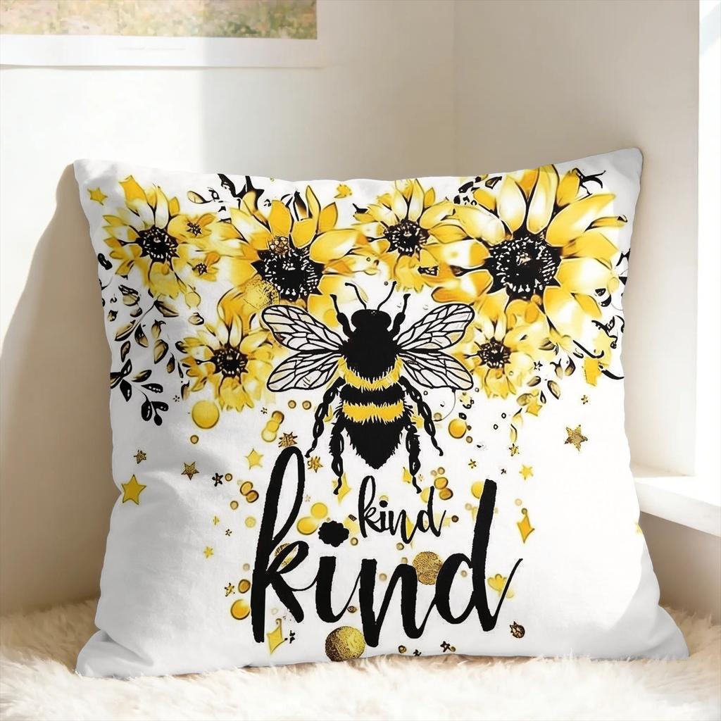 Sunflower Bee Pillow Case Soft Pillow Cover Fashion Cushion Cover For Sofa Home Decor