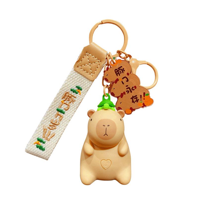 Creative Cartoon Sound Kapibara Keychain Cute Buddhist Capybara Doll Toy Doll Keychain Pendant